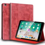 NANRUIL Ipad Mini12345 Kılıf 7.9 inç ve Mini 1/2/3/4/5th Gen 2012/2013/2014/2015/2019 Hakiki Deri Kapak Koruyucu Kabuk, Otomatik Uyandırma/Uyku. Kırmızı