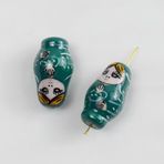 NANZU El Boyalı Mavi Rus Bebek Boncuk 5 adet 26/38mm Seramik Boncuk Takı Yapımı Küpe Bilezik Gevşek Spacer Boncuk Zanaat Yapımı
