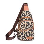 NAOYQ Küçük sırt çantası Crossbody Sling Bag omuz çantası kadın bel çantası küçük göğüs cebi kadın poliüretan deri Oxford bez dış mekan spor için omuz çantası vintage su geçirmez geniş kemerli, a