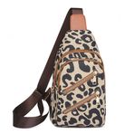 NAOYQ Küçük sırt çantası Crossbody Sling Bag omuz çantası kadın bel çantası küçük göğüs cebi kadın poliüretan deri Oxford bez dış mekan spor için omuz çantası vintage su geçirmez geniş kemerli, B