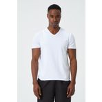NAP Erkek Beyaz V Yaka Standart Fit Kesim T-shirt