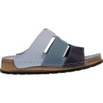 Napa Shoes Hakiki Deri Üç Bantlı Çok Renkli Ortopedik Kadın Terlik NAPA-303 - Mavi