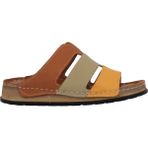 Napa Shoes Hakiki Deri Üç Bantlı Çok Renkli Ortopedik Kadın Terlik NAPA-303 - Taba