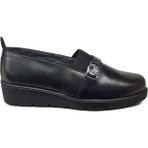 Napa Shoes Kadın Hakiki Deri Sıkıştırılmış Köpük Taban Rahat Ultra Hafif Günlük Dolgu Topuk Ayakkabı NAPA-4000 - Siyah