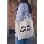 Napak Ölek Mi Komik Hediyelik Baskılı %100 Pamuklu Ham Bez Bej Çanta