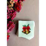 NapkinStore Kumaş Dokulu Bej Çan Yılbaşı Baskılı Peçete 12'li