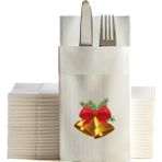NapkinStore Kumaş Dokulu Kapı Çan Baskılı Beyaz Peçete 6'lı