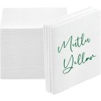 NapkinStore Kumaş Dokulu Yeşil Mutlu Yıllar Baskılı Beyaz Peçete 12'li