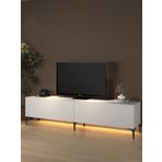 Napoli 200 Cm Led Işıklı Geniş Dolaplı Minifiksli Tv Ünitesi - Tv Sehpası - Beyaz
