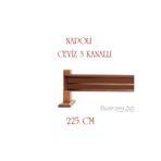Napoli Ahşap Başlıklı 3 Kanallı Alüminyum Dekoratif Ray Korniş Modern Rustik Ceviz Ceviz 225 Cm