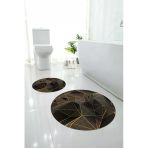 Napoli Home Baskılı Yıkanabilir Geometrik Desenli Yuvarlak Banyo Paspası Klozet Takımı