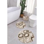 Napoli Home Baskılı Yıkanabilir Kaymaz Kupa Modelli Yuvarlak Banyo Paspası Klozet Takımı, Klozet-79-Kahve, - Kahverengi
