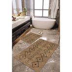 Napoli Home Dijital Baskılı Kaymaz Taban Yıkanabilir 2'li Banyo Paspası Halı Takımı NH-KLZT-SD-275 - Kahverengi - 2’li