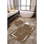 Napoli Home Dijital Baskılı Kaymaz Taban Yıkanabilir 2'li Banyo Paspası Halı Takımı NH-KLZT-SD-580 - Kahverengi - 2’li