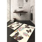 Napoli Home Dijital Baskılı Kaymaz Taban Yıkanabilir 2'li Klozet Takımı Banyo Paspası NDKZ-HS-514 - Pembe - Krem - 2’li