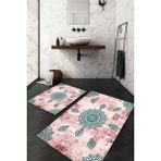 Napoli Home Dijital Baskılı Kaymaz Taban Yıkanabilir 2'li Klozet Takımı Banyo Paspası NDKZ-HT-1524 - Pembe - 2’li