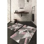 Napoli Home Dijital Baskılı Kaymaz Taban Yıkanabilir 2'li Klozet Takımı Banyo Paspası NDKZ-HT-166 - Pembe - 2’li