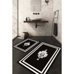 Napoli Home Dijital Baskılı Kaymaz Taban Yıkanabilir 2'li Klozet Takımı Banyo Paspası NDKZ-HT-816 - Siyah - 2’li