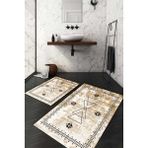 Napoli Home Dijital Baskılı Kaymaz Taban Yıkanabilir 2'li Klozet Takımı Banyo Paspası NDKZ-SD-1031 - Kahverengi - 2’li