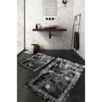 Napoli Home Dijital Baskılı Kaymaz Taban Yıkanabilir 2'li Klozet Takımı Banyo Paspası NDKZ-SD-1034 - Siyah - 2’li