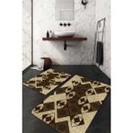 Napoli Home Dijital Baskılı Kaymaz Taban Yıkanabilir 2'li Klozet Takımı Banyo Paspası NDKZ-SD-889 - Kahverengi - 2’li