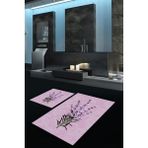 Napoli Home Dijital Baskılı Kaymaz Taban Yıkanabilir Ikili Banyo Takımı Klozet Takımı, N-Klozet-29-Pembe, - Renkli - Paspas