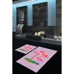 Napoli Home Dijital Baskılı Kaymaz Taban Yıkanabilir Ikili Banyo Takımı Klozet Takımı, N-Klozet-30-Pembe, - Renkli - Paspas