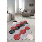 Napoli Home Dijital Baskılı Kaymaz Taban Yıkanabilir Lazer Kesim Salon Halısı Yolluk NLZR-HT-877 - 100 x 200 cm - Gri - Kırmızı