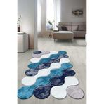 Napoli Home Dijital Baskılı Kaymaz Taban Yıkanabilir Lazer Kesim Salon Halısı Yolluk NLZR-HT-882 - 40 x 60 cm - Mavi