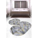 Napoli Home Dijital Baskılı Kaymaz Taban Yıkanabilir Oval 2'li Klozet Takımı Banyo Paspası NOKZ-HT-1388 - Gold - 2’li
