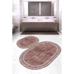 Napoli Home Dijital Baskılı Kaymaz Taban Yıkanabilir Oval 2'li Klozet Takımı Banyo Paspası NOKZ-HT-240 - Pembe - 2’li