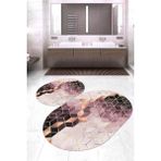 Napoli Home Dijital Baskılı Kaymaz Taban Yıkanabilir Oval 2'li Klozet Takımı Banyo Paspası NOKZ-HT-323 - Pembe - 2’li
