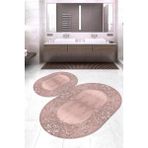 Napoli Home Dijital Baskılı Kaymaz Taban Yıkanabilir Oval 2'li Klozet Takımı Banyo Paspası NOKZ-HT-349 - Pembe - 2’li