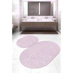 Napoli Home Dijital Baskılı Kaymaz Taban Yıkanabilir Oval 2'li Klozet Takımı Banyo Paspası NOKZ-HT-390 - Pembe - 2’li