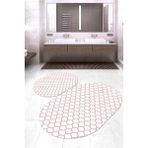 Napoli Home Dijital Baskılı Kaymaz Taban Yıkanabilir Oval 2'li Klozet Takımı Banyo Paspası NOKZ-HT-551 - Pembe - 2’li