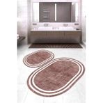 Napoli Home Dijital Baskılı Kaymaz Taban Yıkanabilir Oval 2'li Klozet Takımı Banyo Paspası NOKZ-HT-577 - Pembe - 2’li