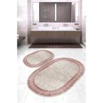 Napoli Home Dijital Baskılı Kaymaz Taban Yıkanabilir Oval 2'li Klozet Takımı Banyo Paspası NOKZ-HT-668 - Pembe