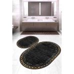 Napoli Home Dijital Baskılı Kaymaz Taban Yıkanabilir Oval 2'li Klozet Takımı Banyo Paspası NOKZ-HT-901 - Siyah