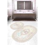 Napoli Home Dijital Baskılı Kaymaz Taban Yıkanabilir Oval 2'li Klozet Takımı Banyo Paspası NOKZ-HY-1057 - Pembe - 2’li