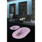Napoli Home Dijital Baskılı Kaymaz Taban Yıkanabilir Oval Banyo Takımı Klozet Takımı, N-O-Klozet-29-Pembe, - Renkli - Paspas