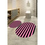 Napoli Home Dijital Baskılı Kaymaz Taban Yıkanabilir Oval Banyo Takımı Klozet Takımı, N-O-Klozet-50-Pembe, - Renkli - Paspas