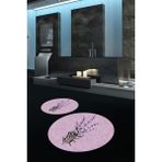 Napoli Home Dijital Baskılı Kaymaz Taban Yıkanabilir Yuvarlak Ikili Banyo Takımı, N-Y-Klozet-29-Pembe, - Renkli - Paspas