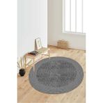 Napoli Home Dijital Baskılı Kaymaz Taban Yıkanabilir Yuvarlak Salon Halısı Koridor Halısı Paspas NDY-HY-1240 - 120 x 120 cm - Gri