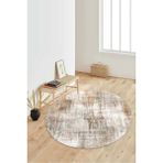 Napoli Home Dijital Baskılı Kaymaz Taban Yıkanabilir Yuvarlak Salon Halısı Koridor Halısı Paspas NDY-HY-1284 - 120 x 120 cm - Bej