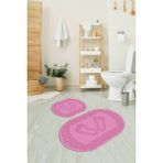 Napoli Home Dijital Baskılı Kaymaz Yıkanabilir Ayak Desen Oval Banyo Takımı Klozet Takımı, N-O-Klozet-18-Pembe,