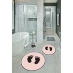 Napoli Home Dijital Baskılı Kaymaz Yıkanabilir Ayak Desen Yuvarlak Ikili Banyo Takımı, N-Y-Klozet-21-Pembe, - Renkli - Paspas