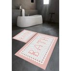 Napoli Home Dijital Baskılı Kaymaz Yıkanabilir Bath Ikili Banyo Takımı Klozet Takımı, N-Klozet-07-Pembe, - Renkli - Paspas
