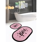 Napoli Home Dijital Baskılı Kaymaz Yıkanabilir Bath Oval Banyo Takımı Klozet Takımı, N-O-Klozet-10-Pembe, - Renkli - Paspas