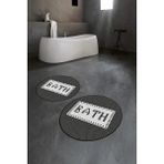 Napoli Home Dijital Baskılı Kaymaz Yıkanabilir Bath Yuvarlak Ikili Banyo Takımı, N-Y-Klozet-07-Siyah, - Renkli - Paspas