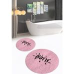Napoli Home Dijital Baskılı Kaymaz Yıkanabilir Bath Yuvarlak Ikili Banyo Takımı, N-Y-Klozet-09-Pembe, - Renkli - Paspas